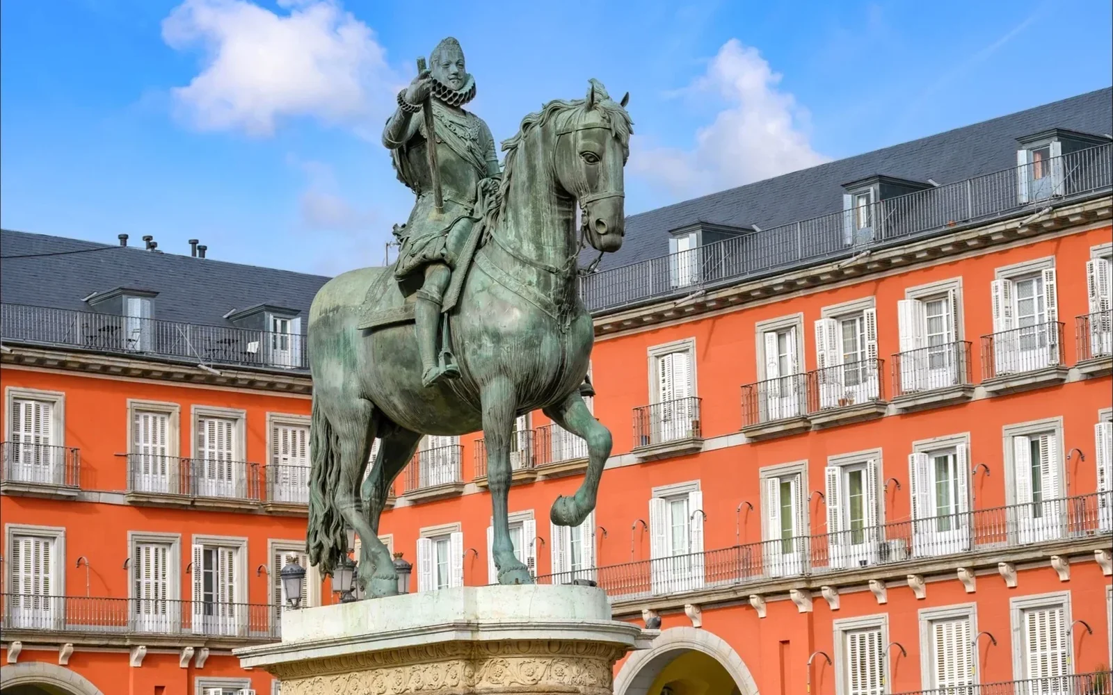 The arcaded façades of the Plaza Mayor, Madrid